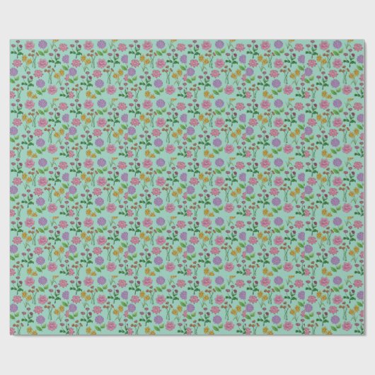 Farbige Blumen Geschenkpapier (Flach)
