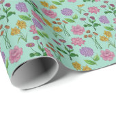 Farbige Blumen Geschenkpapier (Rolleneckpunkt)