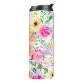 Farbige Blumen Hot Pink Thermosbecher (Nach links gedreht)