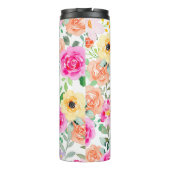 Farbige Blumen Hot Pink Thermosbecher (Rückseite)