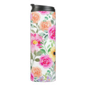 Farbige Blumen Hot Pink Thermosbecher (Nach rechts gedreht)
