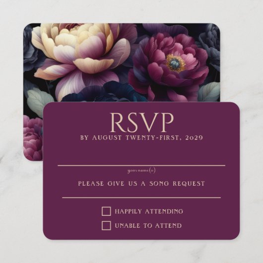 Farbige Blumen im Wechsel RSVP Karte (Vorne/Hinten)