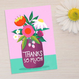 Farbige Blumen in kräftigen Farben Dankeskarte