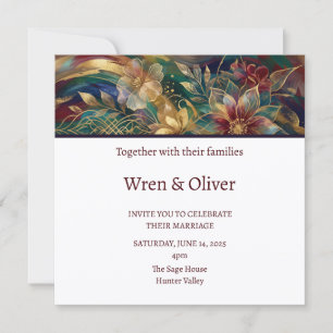 Farbige Blumen-Kunst-Hochzeit Einladung