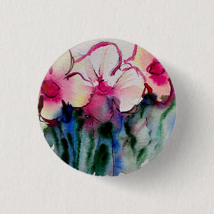 Farbige Blumen Kunst Knopf Button