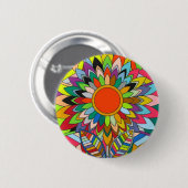 farbige Blumen-Mandala-Yaei-Design Button (Vorne & Hinten)