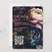 Farbige Blumen mit QR-Code in düsterer Stimmung Einladung (Rückseite)