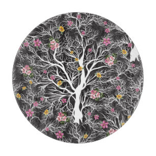Farbige Blumen: Nahtloser schwarzer Baum Schneidebrett