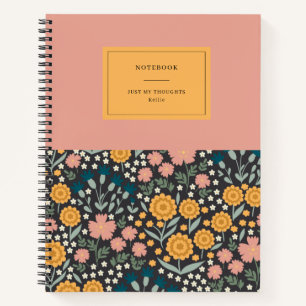 Farbige Blumen Pink Orange Meine Gedanken Notizbuc Notizblock