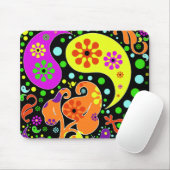 Farbige Blumen Retro Paisley Design Mousepad (Mit Mouse)