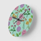 Farbige Blumen Runde Wanduhr (Winkel)