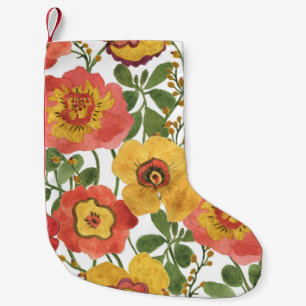 Farbige Blumen: Sommer-Aquarellmuster. Kleiner Weihnachtsstrumpf