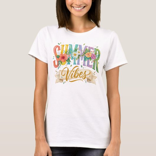 FARBIGE BLUMEN-SOMMER-VIBES T-Shirt (Vorderseite)