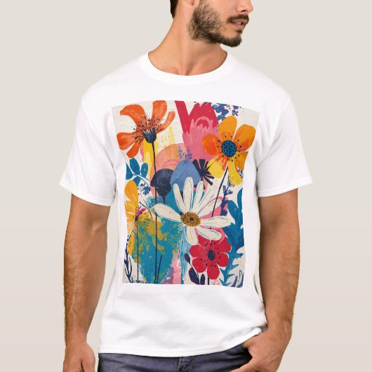 Farbige Blumen T-Shirt (Vorderseite)