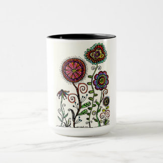Farbige Blumen-Trio-Originalvorlage-Kaffeetasse Tasse