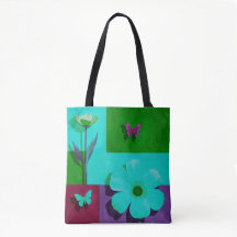 Farbige Blumen- und Schmetterlingskunst-Tragetasch