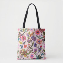 Farbige Blumen- und Vogelmuster-Tasche | Künstleri