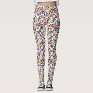 Farbige Blumen-Wasserfarben mit Champagner Leggings