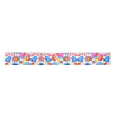 Farbige Blumenband mit Illustrationen  Satinband (Vorderseite)