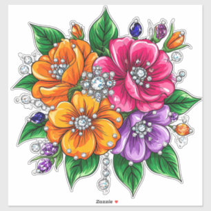 Farbige Blumenbouquet Aufkleber