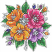 Farbige Blumenbouquet Aufkleber (Vorderseite)