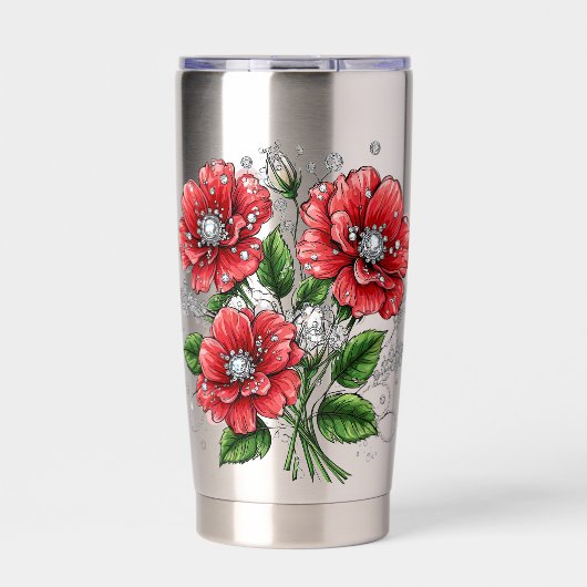 Farbige Blumenbouquet Thermobecher (Vorderseite)