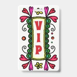 Farbige Blumendoodles VIP Party Abzeichen Ausweis