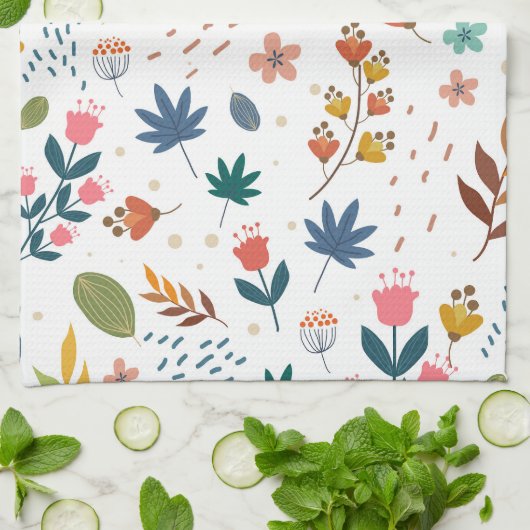 Farbige Blumendrucke Geschirrtuch (Gefaltet)