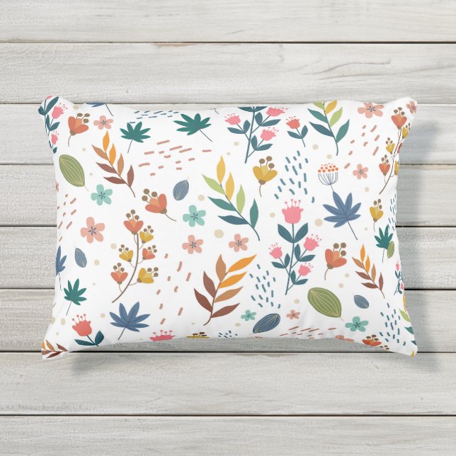 Farbige Blumendrucke Kissen Für Draußen (Vorderseite)