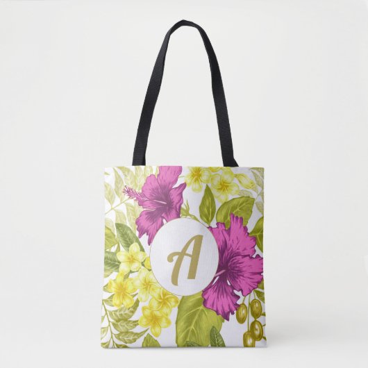 Farbige Blumendrucke mit Monogramm Tasche (Vorderseite)
