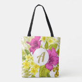 Farbige Blumendrucke mit Monogramm Tasche (Rückseite)