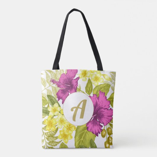 Farbige Blumendrucke mit Monogramm Tasche (Rückseite)