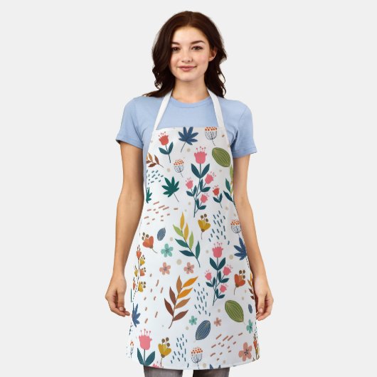 Farbige Blumendrucke Schürze (Getragen)