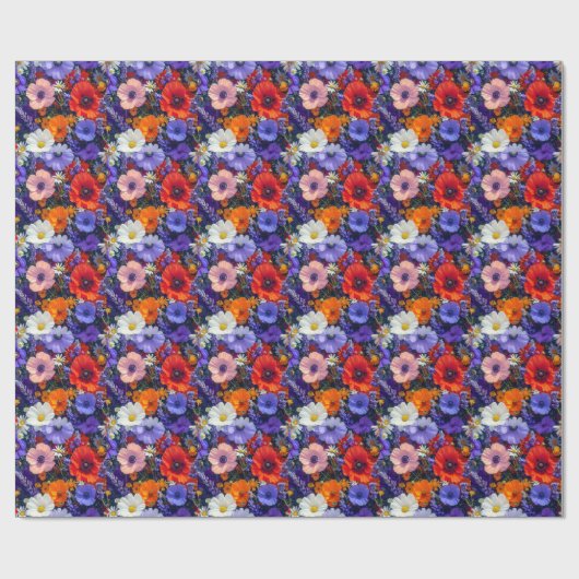 Farbige Blumenfelder Geschenkpapier (Flach)