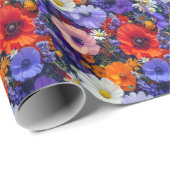 Farbige Blumenfelder Geschenkpapier (Rolleneckpunkt)