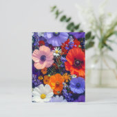 Farbige Blumenfelder Postkarte (Stehend Vorderseite)