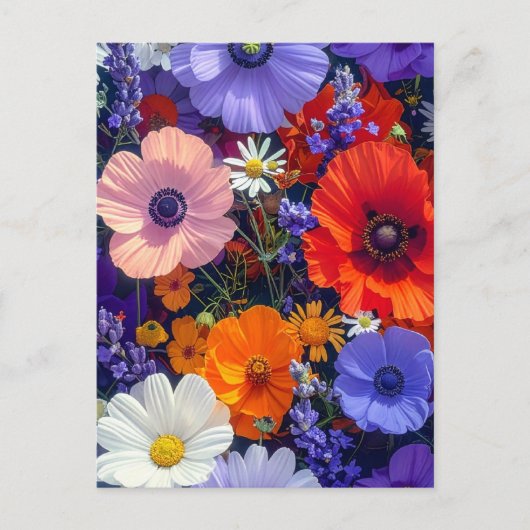 Farbige Blumenfelder Postkarte (Vorderseite)