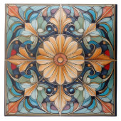 Farbige Blumenfolie Pat#8 Blue Apricot ID1078 Fliese (Vorderseite)