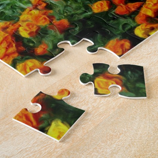 Farbige Blumengarten Ölgemälde Foto Puzzle (Seite)