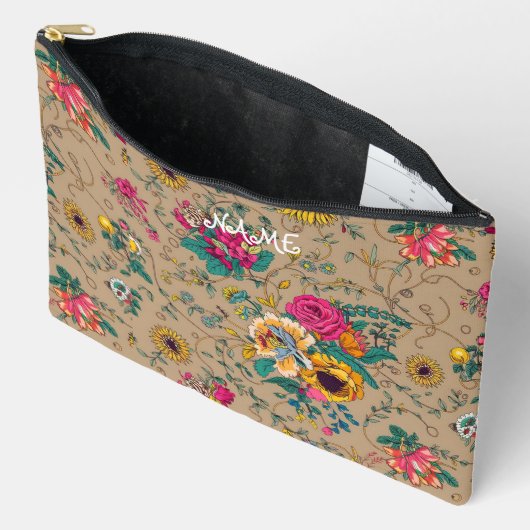 Farbige, blumengeschmückte botanische Drucktasche Zubehörtasche (Offen)