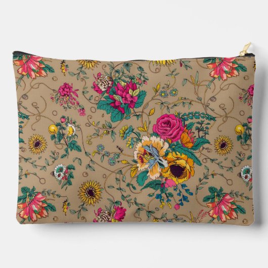 Farbige, blumengeschmückte botanische Drucktasche Zubehörtasche (Rückseite)