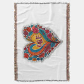 Farbige Blumenherzliebe | Romantisches Design Decke (Vorderseite Vertikal)