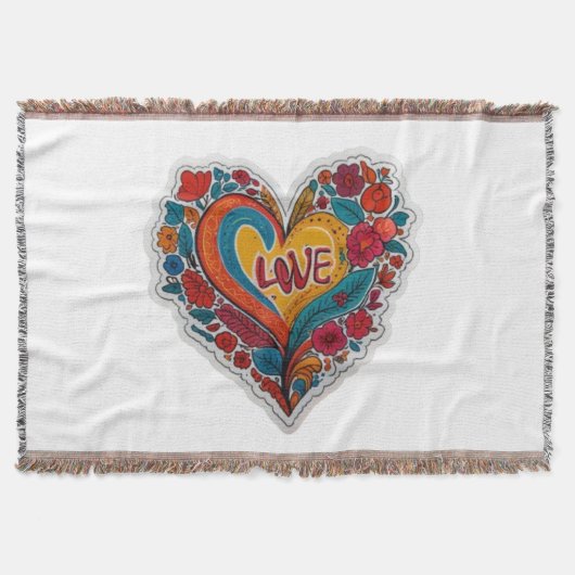 Farbige Blumenherzliebe | Romantisches Design Decke (Vorderseite)