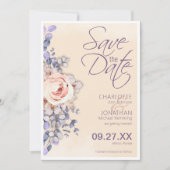 Farbige Blumenhochzeit Peach Save the Date Card (Vorderseite)