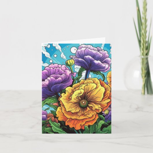 Farbige Blumenkarte  Karte (Vorderseite)