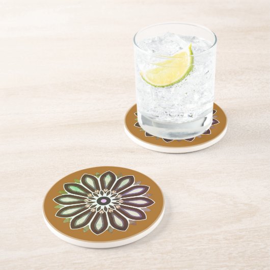 FARBIGE BLUMENKUNST GESCHENK TOCHTER MUTTER CHEFIN GETRÄNKEUNTERSETZER (Seite)