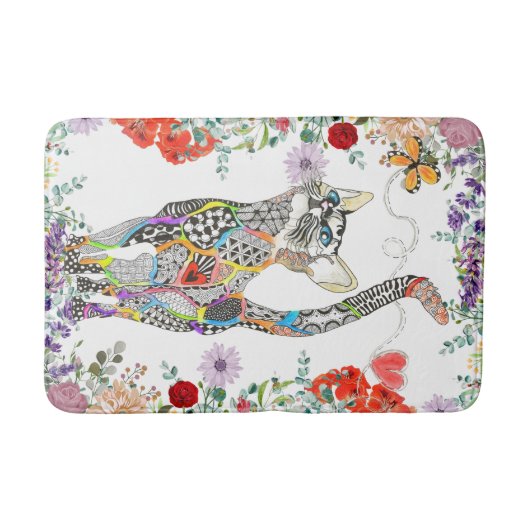 Farbige Blumenmatte Badematte (Vorderseite)