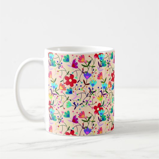Farbige Blumenmuster-Blätter Foliage Kaffeetasse (Links)