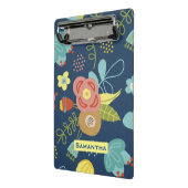Farbige Blumenmuster Dunkelblau Personalisiert Mini Klemmbrett (Gewinkelt2)