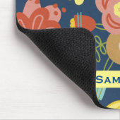 Farbige Blumenmuster Dunkelblau Personalisiert Mousepad (Ecke)